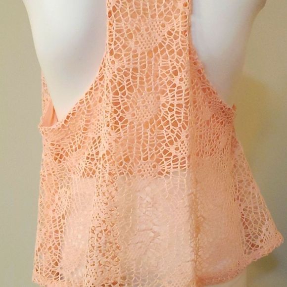 Painted Threads, pink tank top, crocheted, S - Picture 2 of 5
